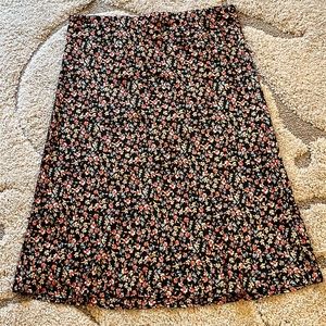 LOFT Floral Print A-line Pull-on Midi Skirt